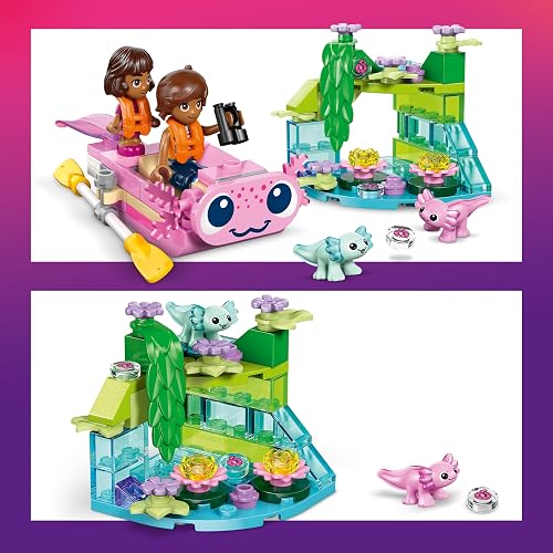 LEGO Friends Aventuras en el Barco-Ajolote – 1 Minipersonaje, 1 Micropersonaje, 2 Ajolotes de Juguete – Juego Simbólico con Minibarco y Chalecos Salvavidas – Desde 5 Años – 42681