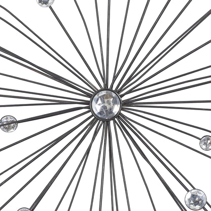 Benzara Metal Wall Art - Cuadro Decorativo para Pared, Color Negro y marrón, 96.52 cm x 96.52 cm, Gemas claras - Juego de 3, Negro, Transparente, 1