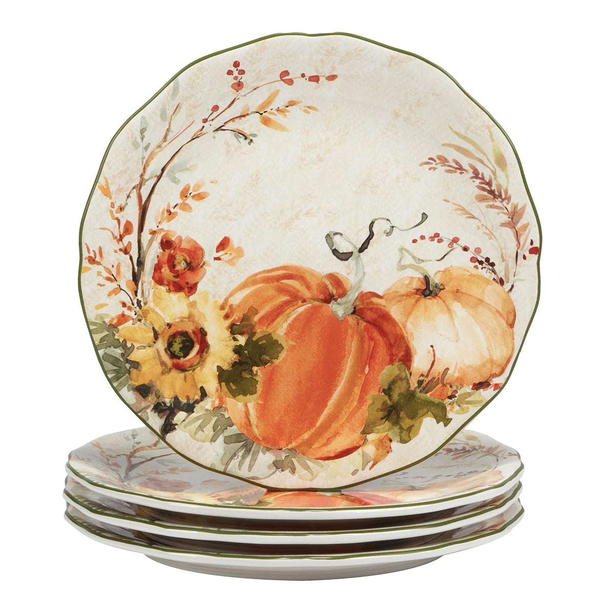 Certified International Harvest Morning - Platos de cena de 11 pulgadas, multicolor, grande, juego de 4