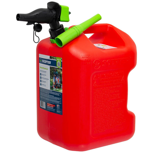 Scepter FSCG552 - Recipiente de Combustible con Boquilla SmartControl a Prueba de derrames con Embudo Adicional, Mango Trasero, Bote de Gas Rojo, 5 galones