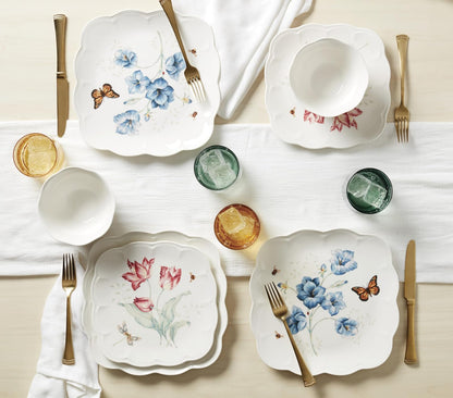 Lenox 894309 Butterfly Meadow Platos cuadrados de 4 piezas