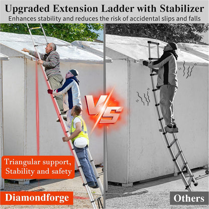 Extensión telescópica telescópica plegable – Telescopio de 16.5 pies Rv plegable extensible alto compacto escaleras de aluminio – para casa techo remolques de viaje ajustable – capacidad de 350 libras