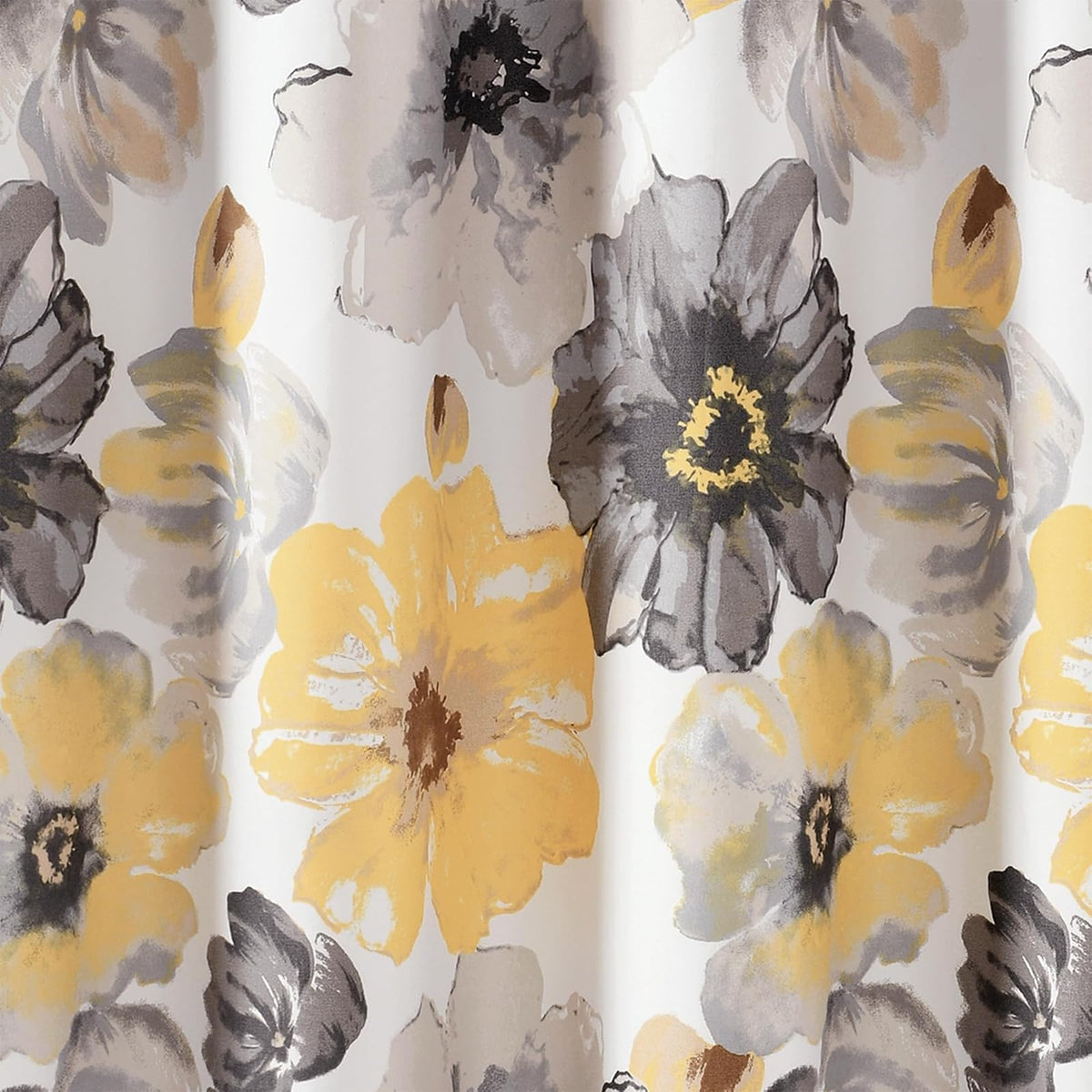 Lush Decor Leah - Cortina de Ducha con diseño de Flores Grandes Flores, 183 x 183 cm, Color Amarillo y Gris