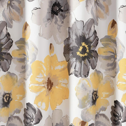 Lush Decor Leah - Cortina de Ducha con diseño de Flores Grandes Flores, 183 x 183 cm, Color Amarillo y Gris