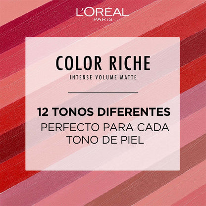 L'Oréal Paris Labial en Barra Mate con Ácido Hialurónico, Color Riche Intense Volume Matte |346 LE ROUGE DETERMINATION, 1.8g