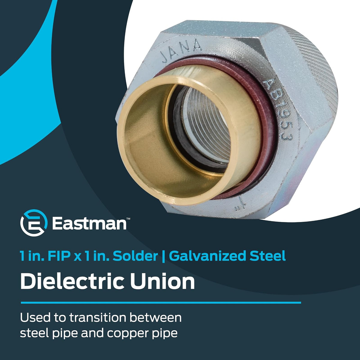 Eastman 20505 Unión Dieléctrica, 1 pulgada FIP x 1 pulgada soldadura, latón