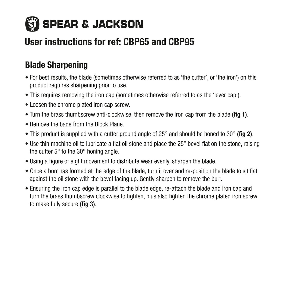 Spear & Jackson CBP95 - Plano de bloque de carpintero de 9 1/2 pulgadas, gris, blanco, negro