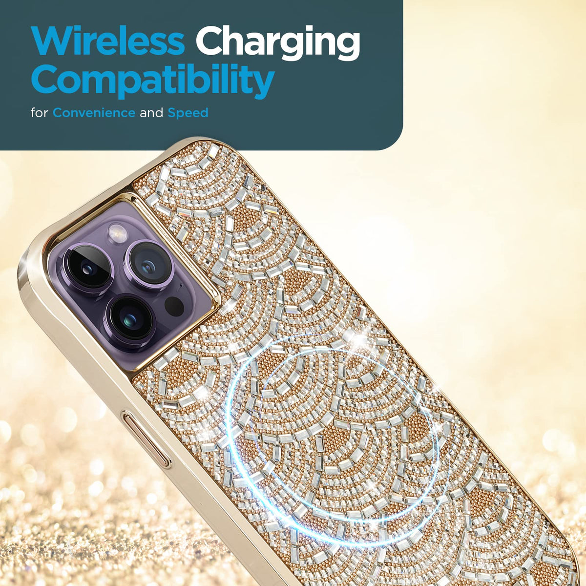 Case-Mate iPhone 14 Pro MAX Case - Chandelier [10FT Drop Protection] [Wireless Charging Compatible] Luxury Bling Glitter Cover with Dazzling Inset Crystals for iPhone 14 Pro MAX 6.7", Slim
