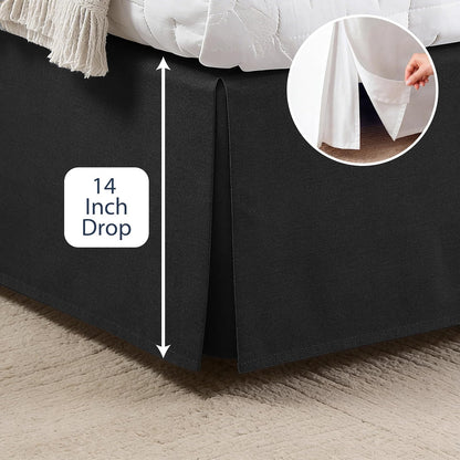 Lux Hotel FRE23614BLAC03 Falda para Cama de Microfibra Básica de 35.56 cm, queen, negro
