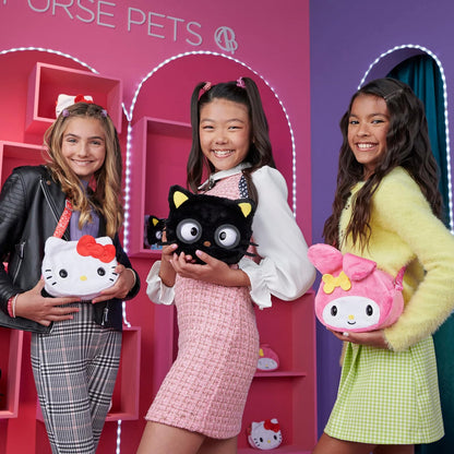 Purse Pets Bolso para Mascotas, Sanrio Hello Kitty y Amigos, Juguete Interactivo para Mascotas Chococat y Bolso Cruzado Kawaii, más de 30 Sonidos y reacciones, Regalos para niñas y Adolescentes