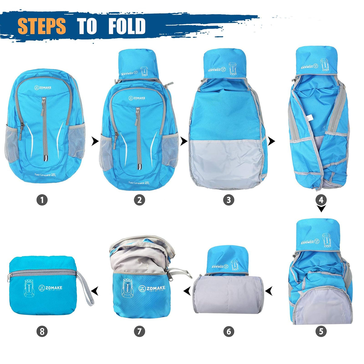 ZOMAKE Ultra Lightweight Packable Backpack 25L, Foldable Hiking Backpacks Water Resistant Small Folding Daypack for Travel