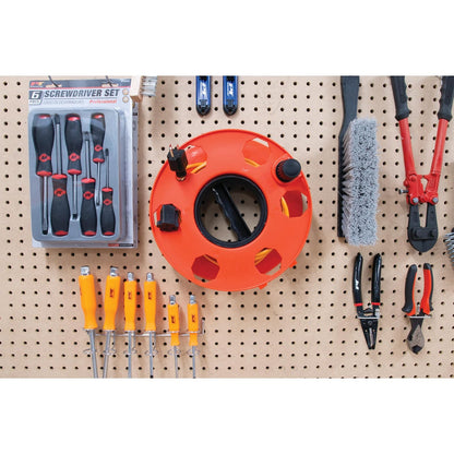 Performance Tool W2274 Carrete de Cable Resistente de 11 Pulgadas para Sujetar Cables de extensión, Naranja, Capacidad de 150 pies
