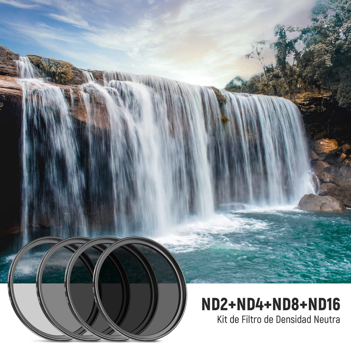 NEEWER Filtro de Densidad Neutra de 67 mm ND2 ND4 ND8 ND16 y Kit de Accesorios para Canon Rebel T5i T4i T3i T2i, EOS 700D 650D 600D 550D 70D 60D 7D DSLR, bolígrafo de Lente, Bolsa de Filtro