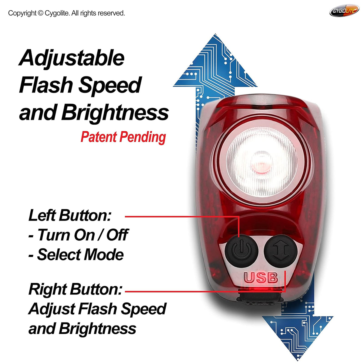 Cygolite Hotshot Pro - Modelos de luz Trasera para Bicicleta de 200 y 150 lúmenes, Estilos de Montaje Duro y Flexible, 6 Modos de Noche y día, velocidades de Flash sintonizables por el Usuario,