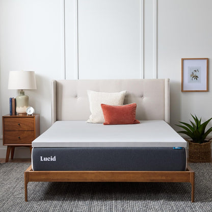 Lucid - Colchoneta de Memory Foam con Infusión de Carbón de Bambú - Sobrecolchón Ventilado de 5 cm - Topper para Colchón Refrescante - Suave y Acolchada - Alivia Puntos de Presión - King