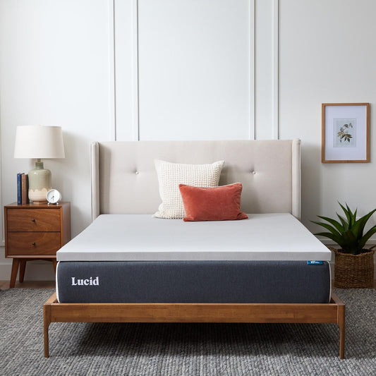 Lucid - Colchoneta de Memory Foam con Infusión de Carbón de Bambú - Sobrecolchón Ventilado de 5 cm - Topper para Colchón Refrescante - Suave y Acolchada - Alivia Puntos de Presión - King