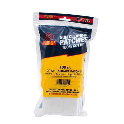 Shooter's Choice - Parches de Limpieza de Pistola de algodón 100% - 100 unidades parches de 7.62 cm