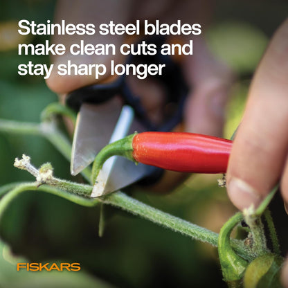 Fiskars - Tijeras de jardín para Hierbas, Tijeras de jardín de 5 Pulgadas, Tijeras de Mano con Funda y Mango de Agarre Suave, aptas para lavaplatos