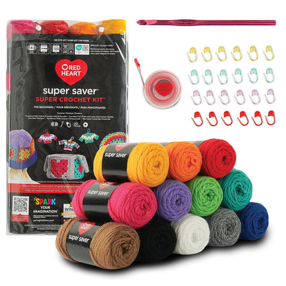 Red Heart Super Saver Kit de Estambre para Tejer y Ganchillo - Kit Super Crochet