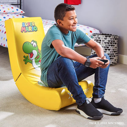 X Rocker Super Mario All-Star Floor Rocker-Yoshi, Silla de Juegos Nintendo, Amarillo