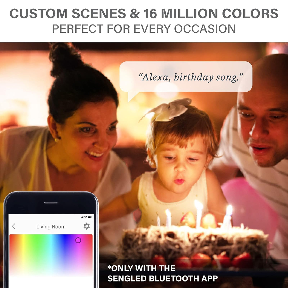Sengled Bombilla inteligente de malla Bluetooth que funciona solo con Alexa (bombillas inteligentes LED regulables), 800 lm, multicolor 2000 K-6500 K, 8,7 W (equivalente a 60 W), paquete de 4