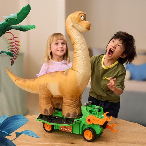 Paw Patrol: The Dino Movie, vehículo de Dinosaurio Megasaurus con Dinosaurio Inflable de 76,2 cm y Figura de acción de Rocky, Juguetes para niños y niñas preescolares, a Partir de 3 años