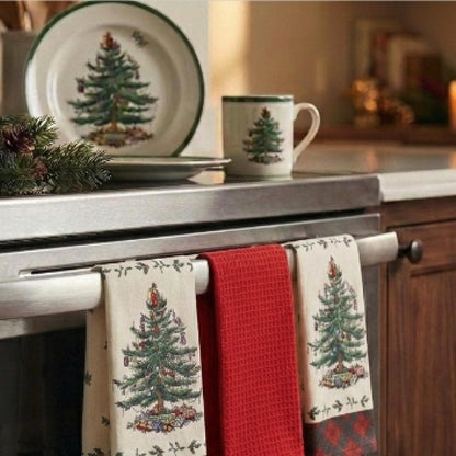 Avanti Linens Spode - Juego de 3 Toallas de Cocina, algodón Suave y Absorbente, decoración de baño de día Festivo, colección de tartán para árbol de Navidad