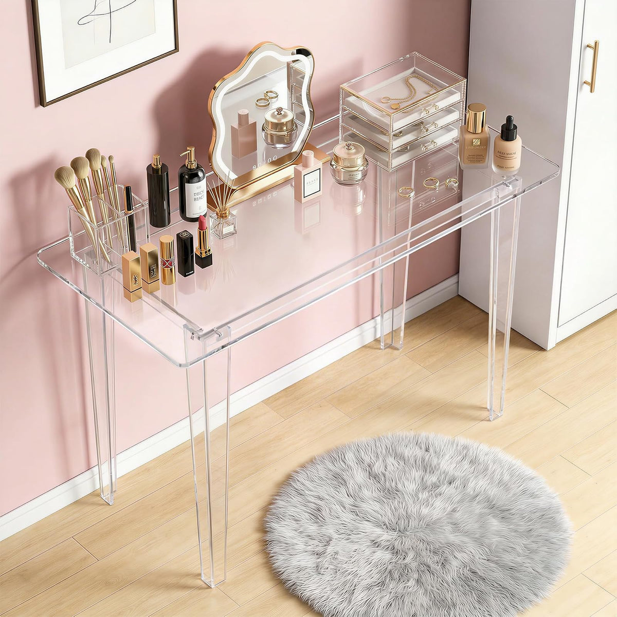 computadora acrílico, Mesa de acrílico Transparente, Mesa de Estudio Moderna para Oficina en casa, Consola Multiusos de Superficie extendida, estación de Trabajo Ligera y Resistente para Espacios
