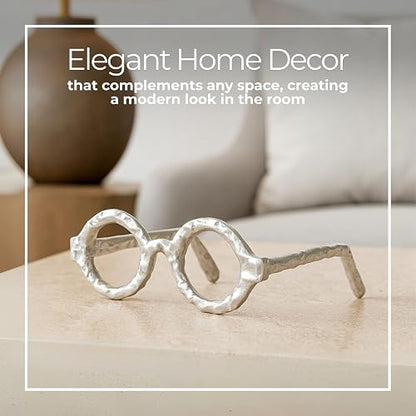 Sagebrook Home Abstract Round Glasses Aluminum Sculpture Decoration, Room or Office Decor, Black