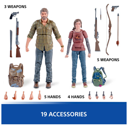 PlayStation The Last of Us, Pack de 2 Figuras de acción de Joel & Ellie de 15 cm con 19 Accesorios, The Shapes Collection, para Fans y coleccionistas de la PS5 a Partir de 17 años