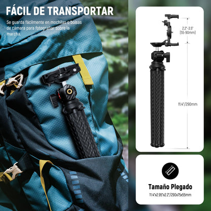 NEEWER Trípode Flexible Teléfono, Pequeño Mini Soporte Escritorio para Cámara con Oculto Phone Holder Adaptador Cámara Acción, Compatible con iPhone GoPro dji Insta360 Samsung para Video Vlogs, TP34