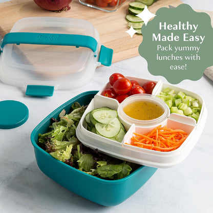 Goodful Contenedor apilable para fiambrera, almacenamiento de alimentos estilo Bento con compartimentos extraíbles para sándwich, aperitivos, coberturas y aderezo, a prueba de fugas y fabricado sin