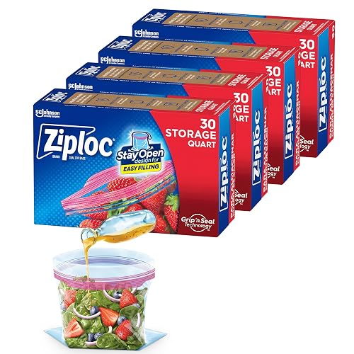 Ziploc Bolsas de almacenamiento con tecnología Grip 'n Seal para alimentos, sándwich, organización y más, 30 unidades, paquete de 4 (120 bolsas totales)