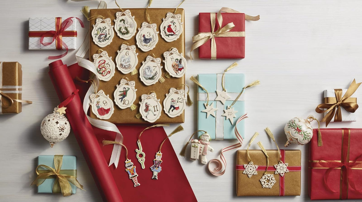 Lenox Set 3 Mini Adornos Copo de Nieve Porcelana Marfil Detalles Calados 5 cm Navideños