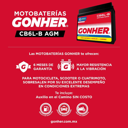 Acumulador de Moto Cb6l-b Agm Gonher