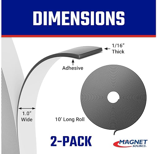 Master Magnetics Magnet Tape, One Side Adhesive Magnetic Tape, 1/16" Thick x 1" Wide x 10 Feet (1 roll), 07019