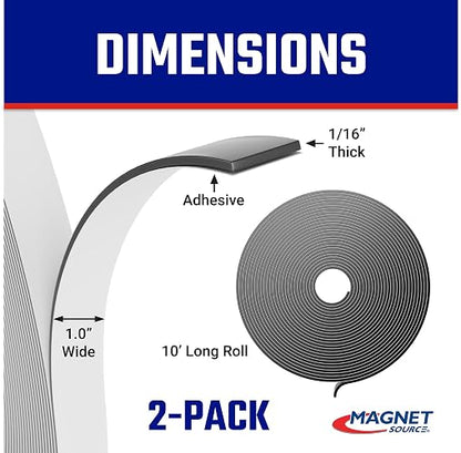 Master Magnetics Magnet Tape, One Side Adhesive Magnetic Tape, 1/16" Thick x 1" Wide x 10 Feet (1 roll), 07019