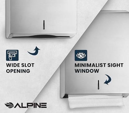 Alpine Industries - Dispensador de Toallas de Papel, Mediano, Acero Inoxidable