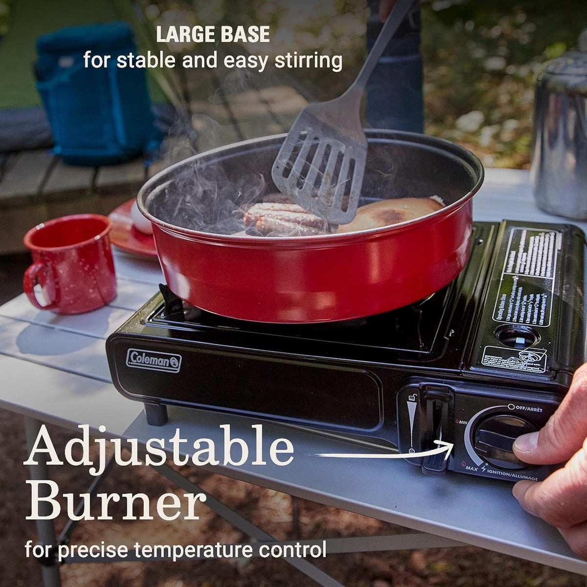Coleman Classic - Estufa de butano de 1 quemador, estufa de camping portátil con funda de transporte y botón de arranque, incluye control preciso de temperatura y 7.650 BTU de potencia para camping,