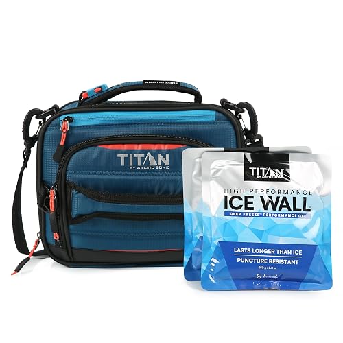 Arctic Zone Titan Deep Freeze - Paquete de almuerzo horizontal expandible en frío, con 2 paredes de hielo de alto rendimiento de 250 g, color azul