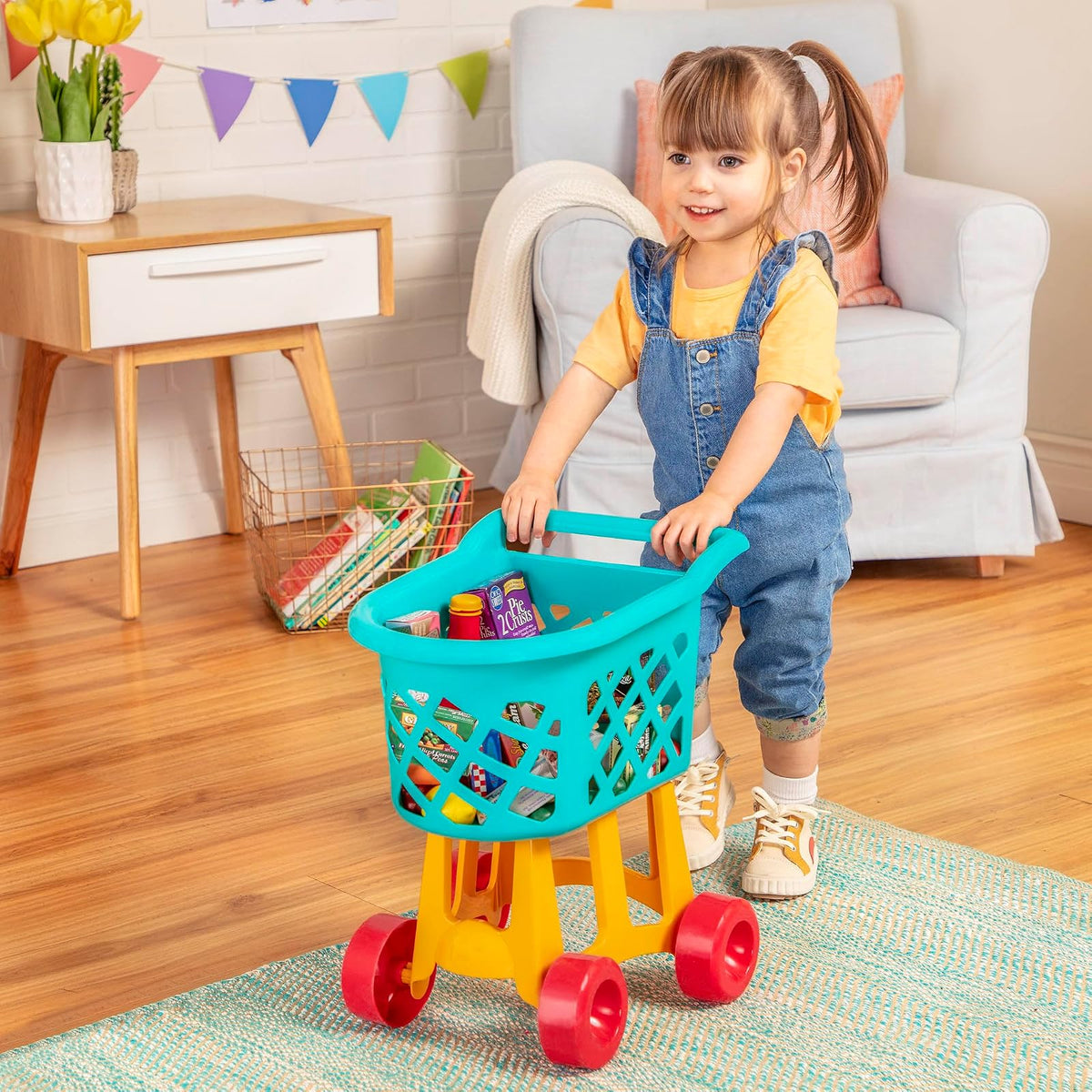 Battat Carrito de Compras de Juguete con Alimentos