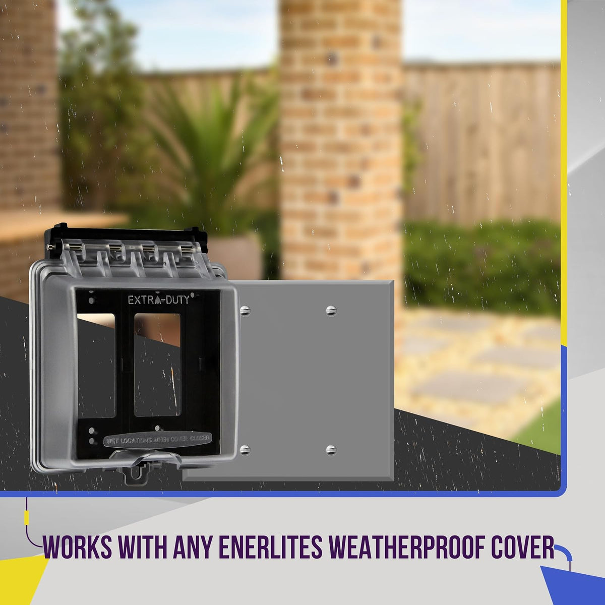 ENERLITES - Caja de enchufes impermeable con tres enchufes roscados de 1/2 pulgada, caja eléctrica exterior, 3 orificios de 0,50 pulgadas cada uno, 2 elementos