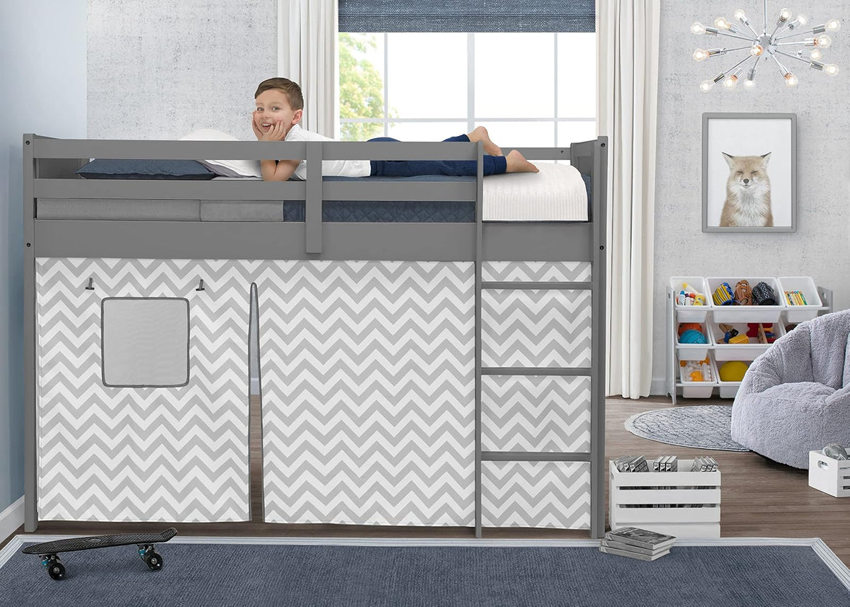 Delta Children Carpa Tipo Cortina para Cama Alta Twin (la Cama se Vende por Separado) - Estilo: Gris Chevron