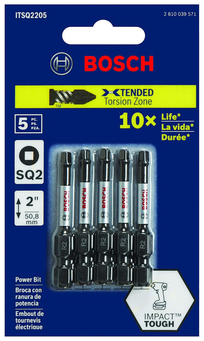 BOSCH ITSQ2205 paquete de 5 pulgadas Brocas cuadradas # 2 resistentes al impacto