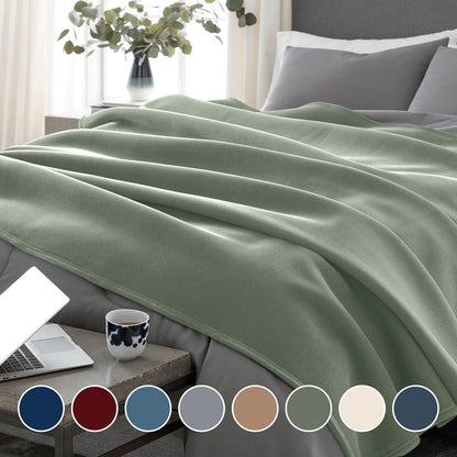 Vellux Manta Original, Individual, Verde Musgo, Twin 66" x 90", 1 | Aislamiento de nailon suave, ligero, lavable a máquina, para todas las estaciones, apto para mascotas