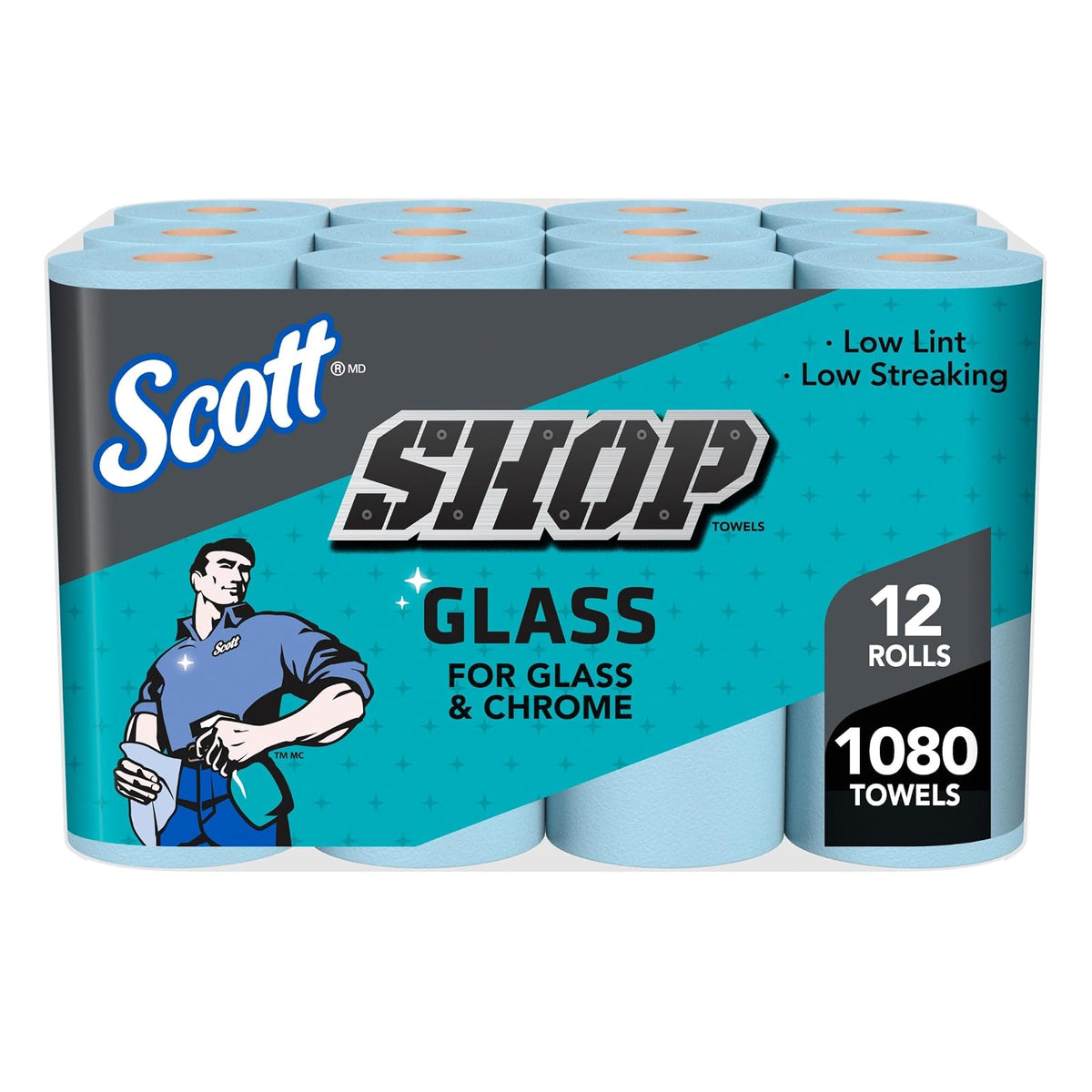Scott 32896 - Toallas, vidrio, 1 capa, 8.6 x 11 pulgadas, azul, 90 hojas por rollo (caja de 12 rollos)
