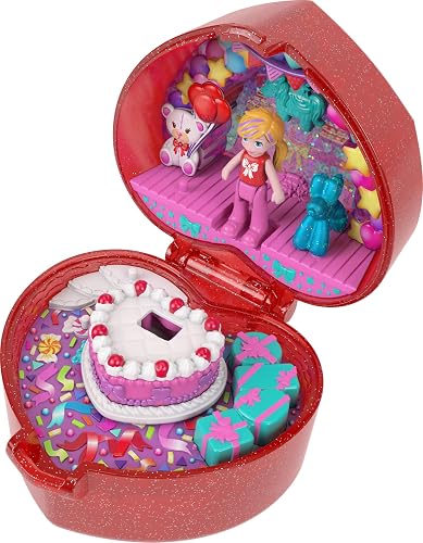Polly Pocket Mattel JGK21 - Juego de Caja de Regalo de 80 Aniversario con muñeco de Juguete y Anillo con diseño de Globo