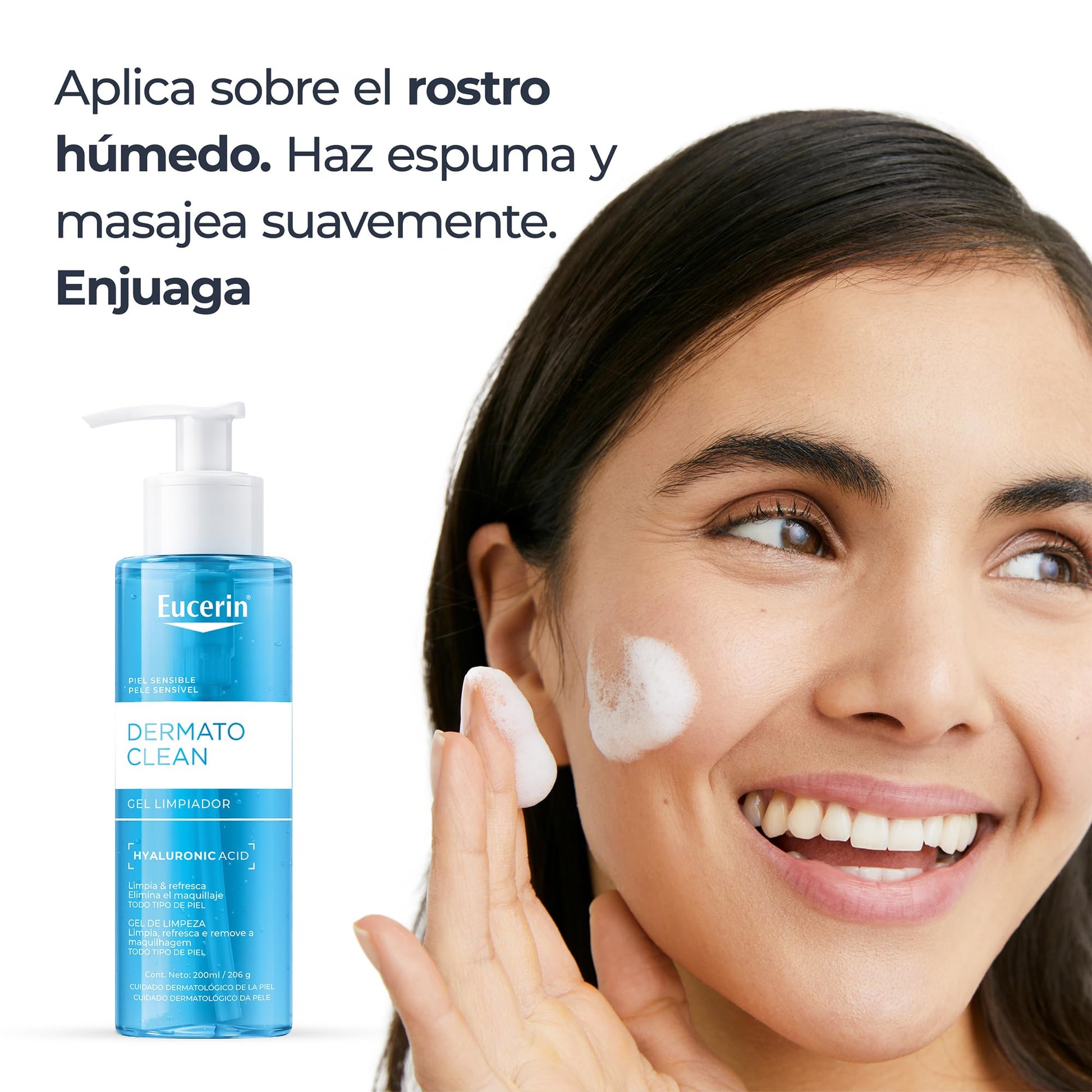 Eucerin Gel Limpiador Facial DermatoClean para piel normal a mixta, 200ml, empaque puede variar