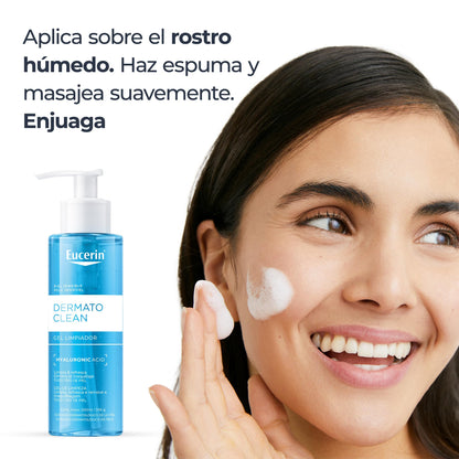 Eucerin Gel Limpiador Facial DermatoClean para piel normal a mixta, 200ml, empaque puede variar