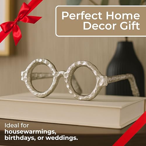 Sagebrook Home Abstract Round Glasses Aluminum Sculpture Decoration, Room or Office Decor, Black